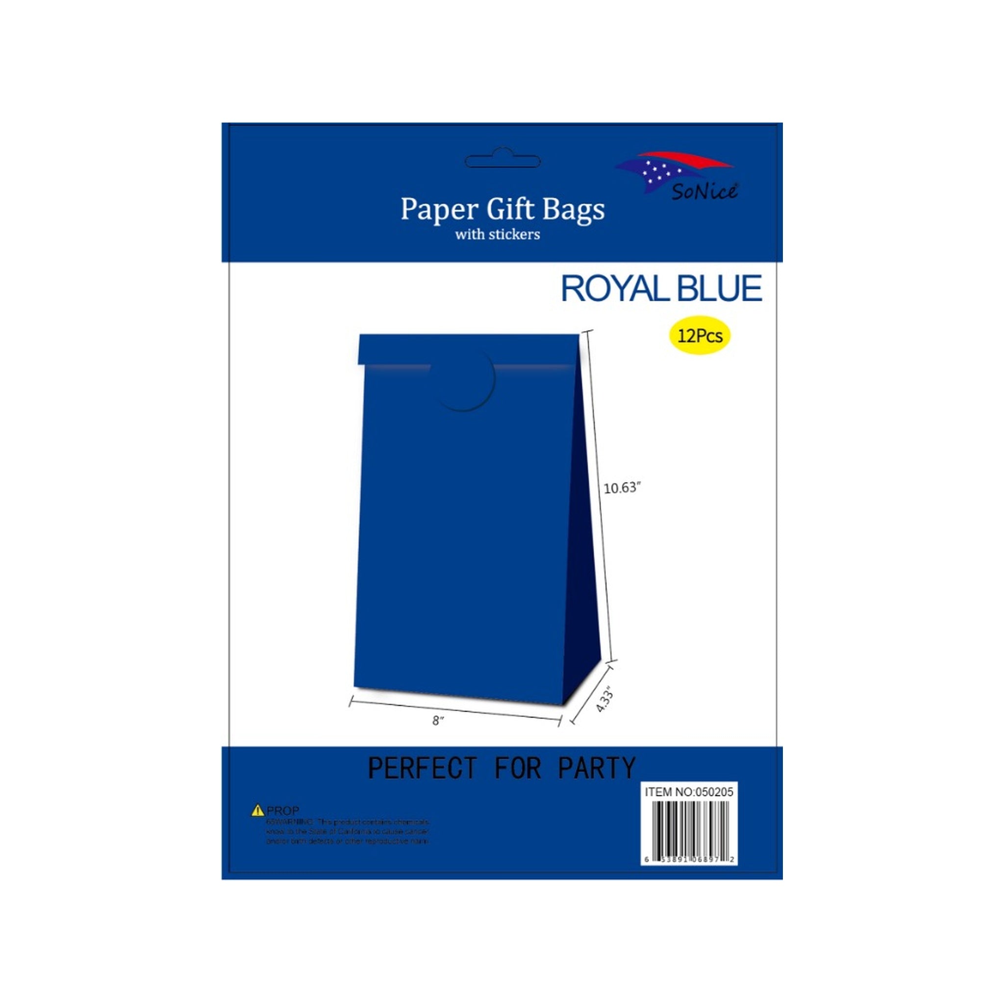 8X10" Craft bags With Stickers Royal Blue